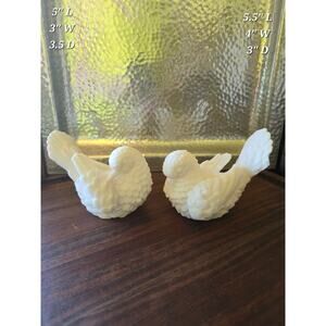 Vintage 1950's Santini White Alabaster Dove Sculptures